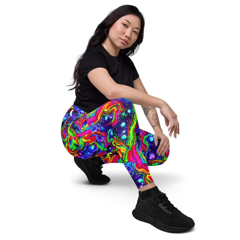 Ultraviolet Wildfire on Leggings with Pockets — Right Front