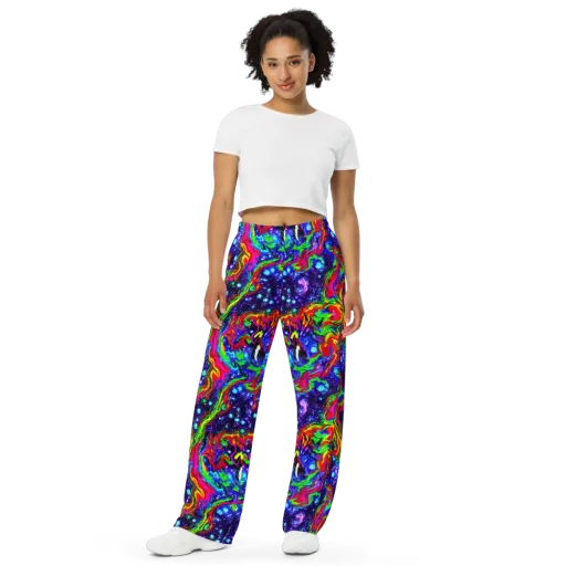 Ultraviolet Wildfire on a Wide-Leg Pants