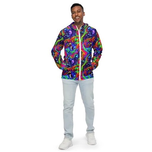 Ultraviolet Wildfire on a Men's Windbreaker