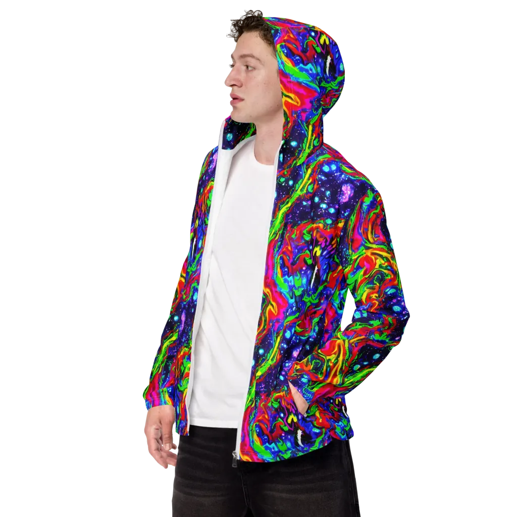 Ultraviolet Wildfire on Men's Windbreaker — Left Front