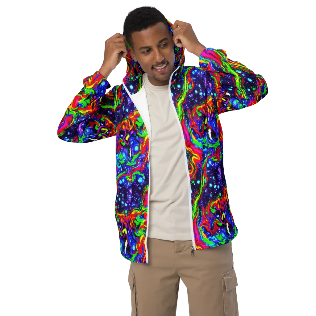Ultraviolet Wildfire on Men's Windbreaker — Front