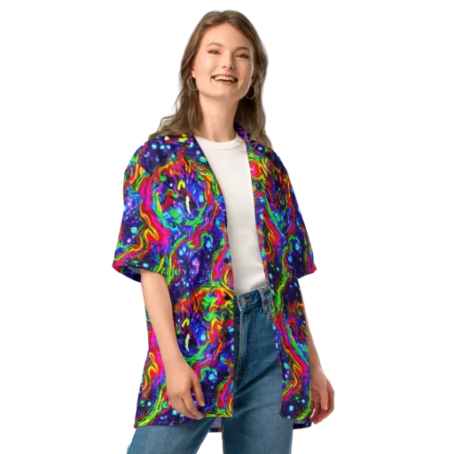 Ultraviolet Wildfire on a Button Shirt