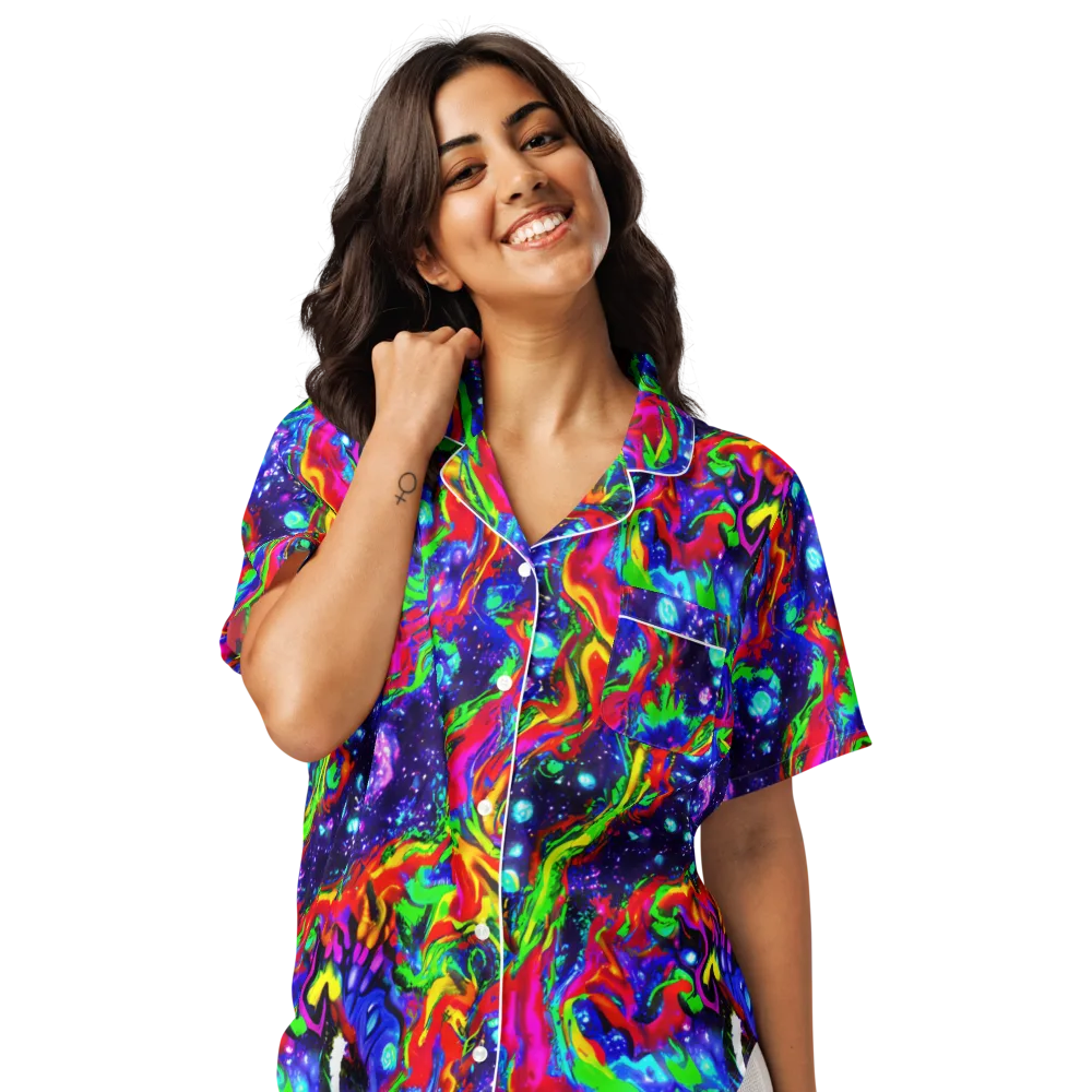 Ultraviolet Wildfire on Women's Short Sleeve Pajama Top — Front