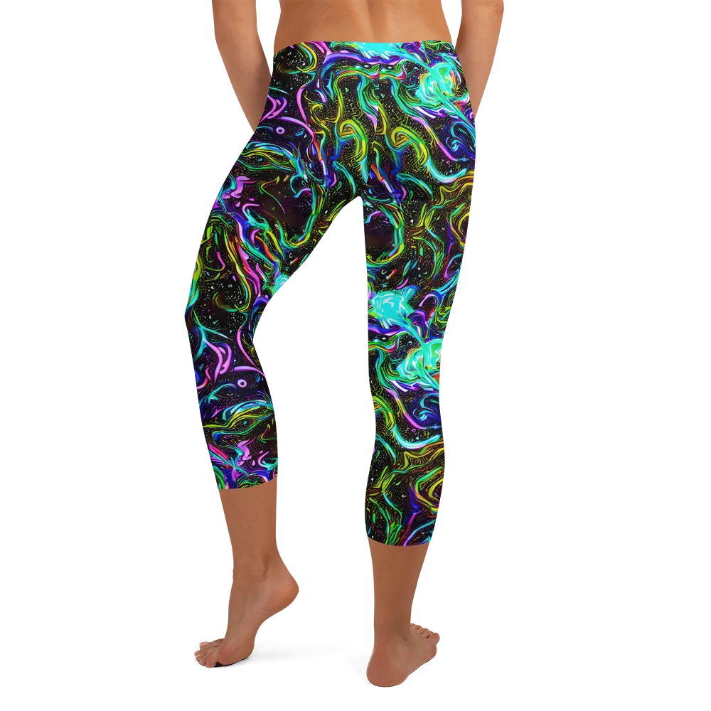 Aurora Static on Capri Leggings — Back