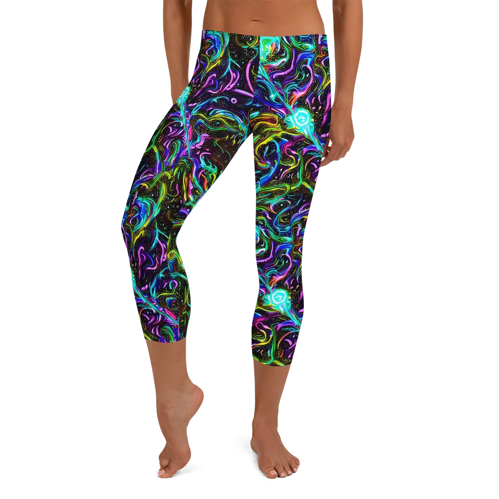 Aurora Static on Capri Leggings — Front