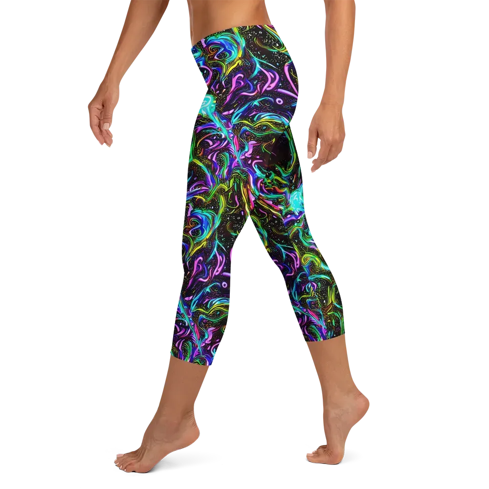 Aurora Static on Capri Leggings — Left