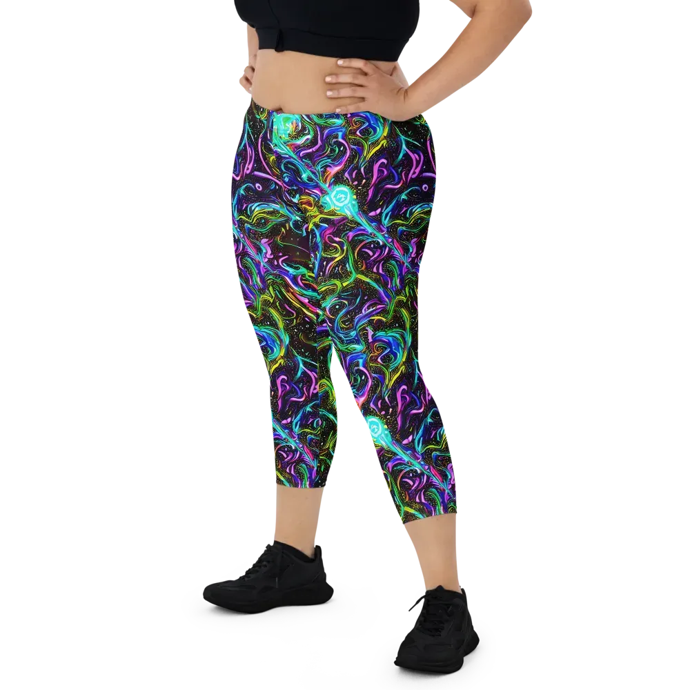 Aurora Static on Capri Leggings — Front