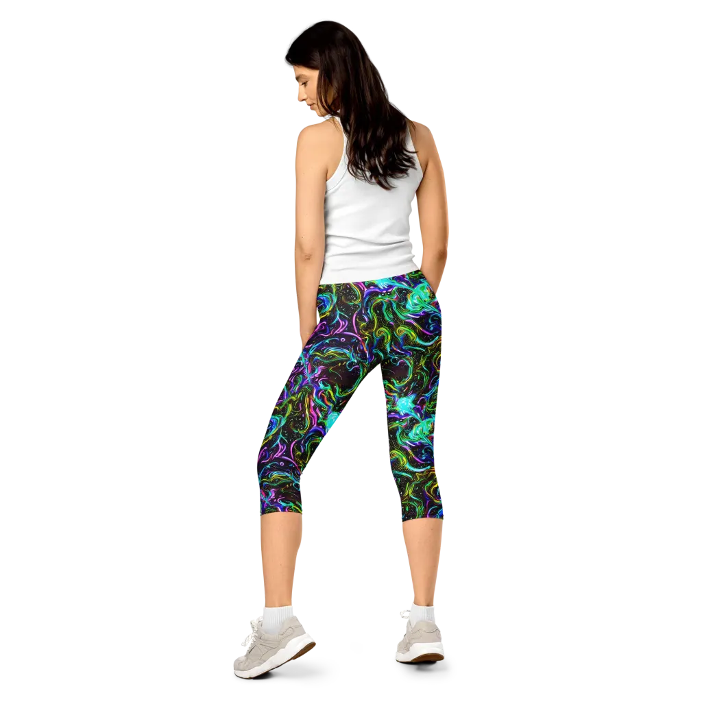Aurora Static on Capri Leggings — Back