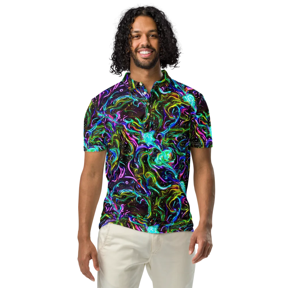 Aurora Static on Men's Slim Fit Polo Shirt — Front