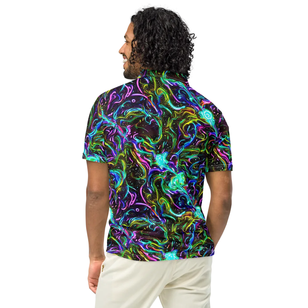 Aurora Static on Men's Slim Fit Polo Shirt — Back