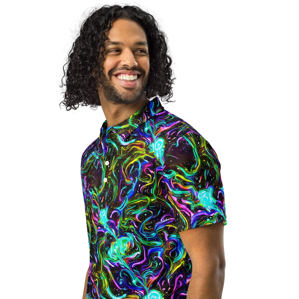 Aurora Static on Men's Slim Fit Polo Shirt — Left Front