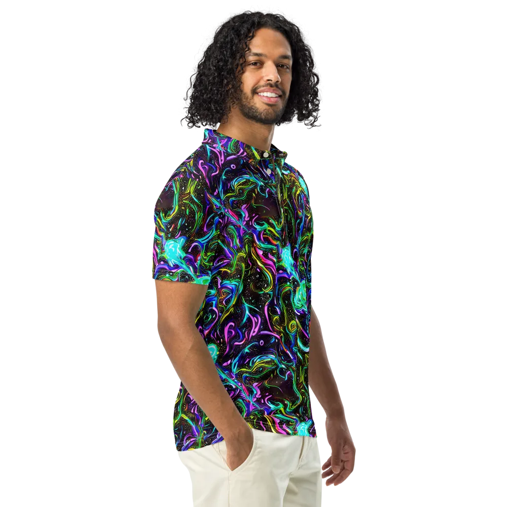 Aurora Static on Men's Slim Fit Polo Shirt — Right Front