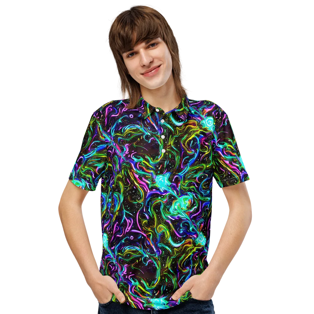 Aurora Static on Men's Slim Fit Polo Shirt — Front