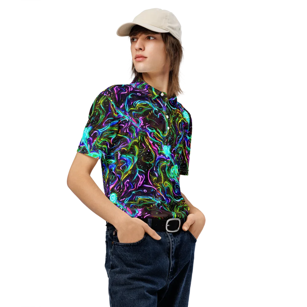 Aurora Static on Men's Slim Fit Polo Shirt — Right Front