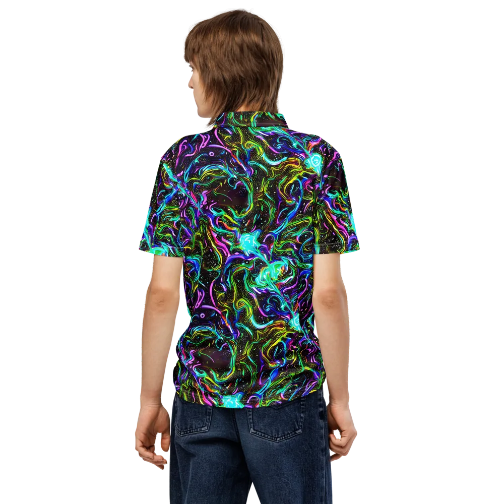 Aurora Static on Men's Slim Fit Polo Shirt — Back