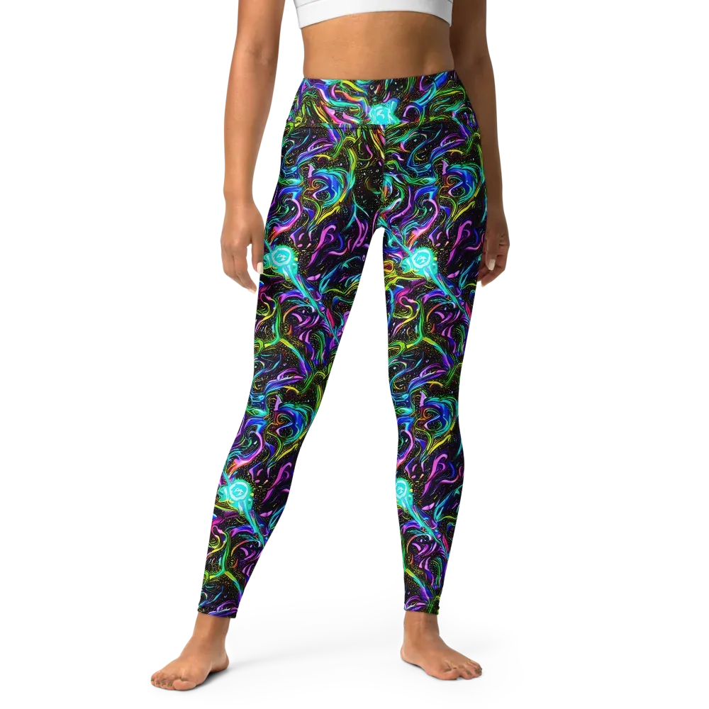 Aurora Static on Yoga Leggings — Front