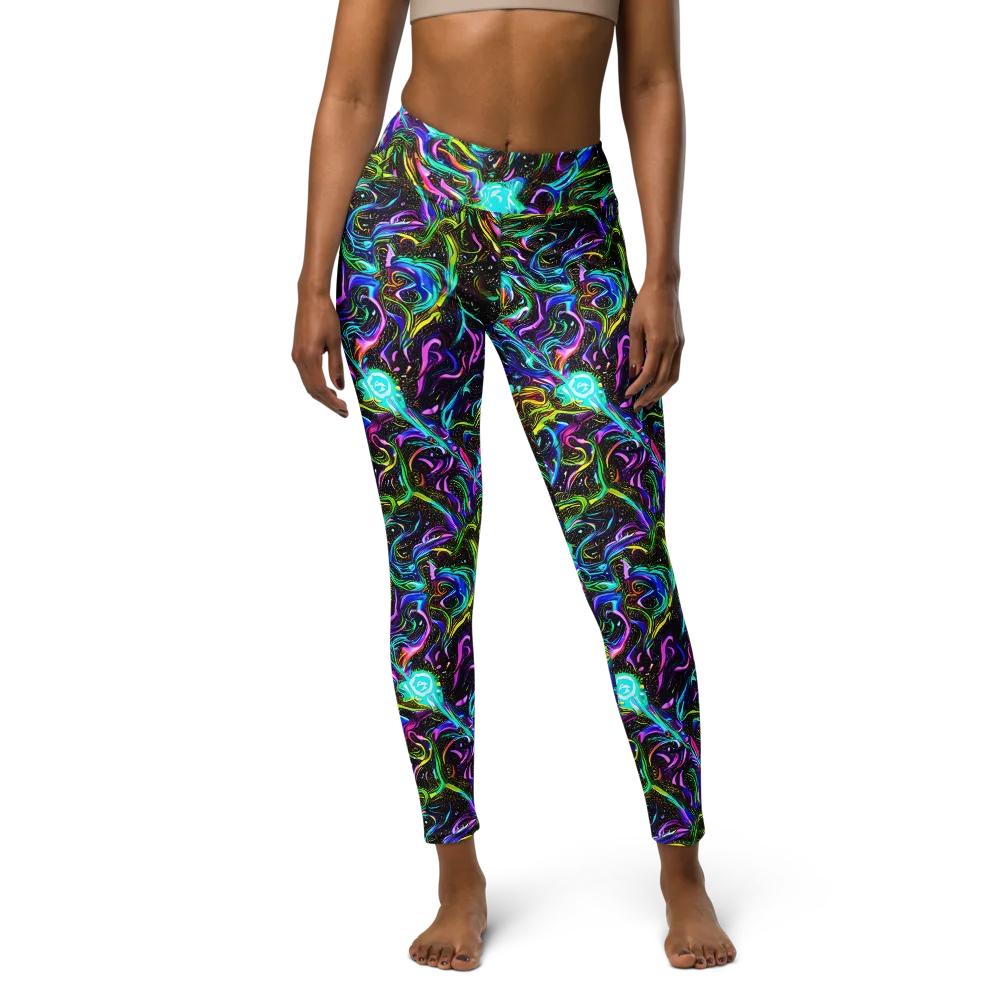Aurora Static on Yoga Leggings — Front
