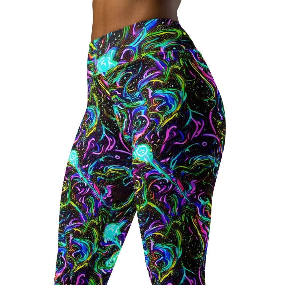 Aurora Static on Yoga Leggings — Left Front