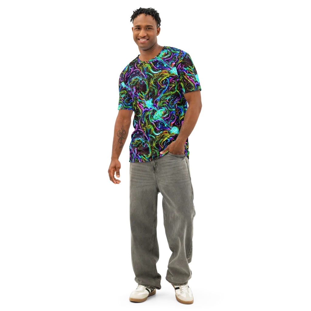 Aurora Static on Men's Cotton Crew Neck T-Shirt — Front