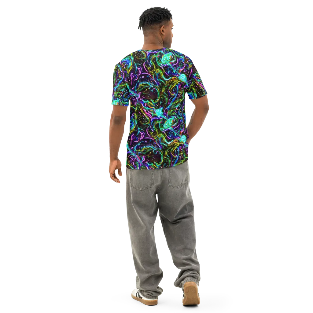 Aurora Static on Men's Cotton Crew Neck T-Shirt — Back