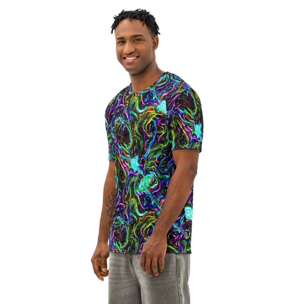 Aurora Static on Men's Cotton Crew Neck T-Shirt — Left Front