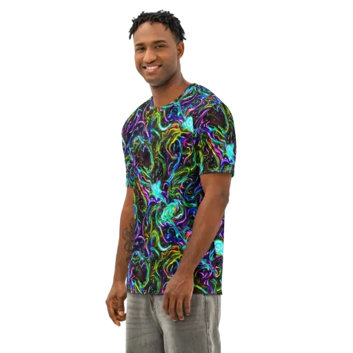 Aurora Static on a Men's Cotton Crew Neck T-Shirt