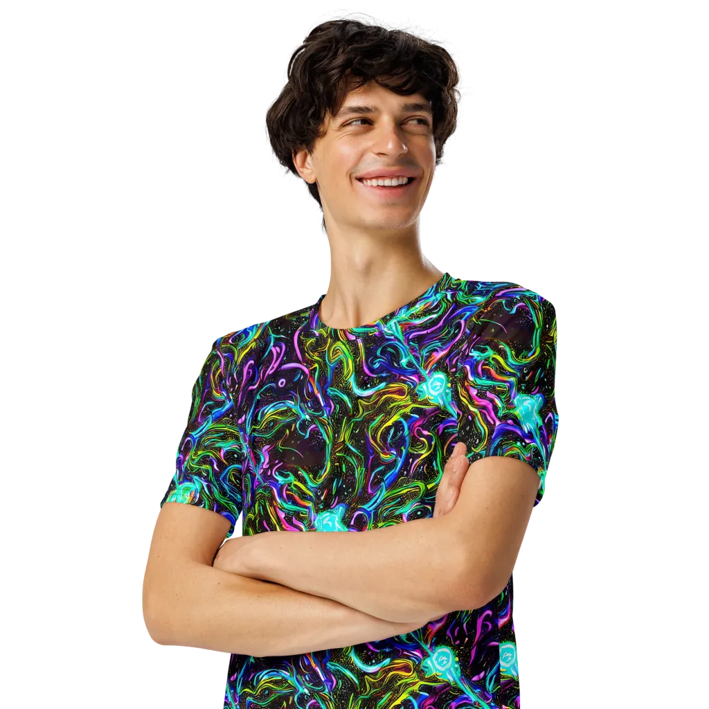Aurora Static on Men's Crew Neck T-Shirt — Left Front