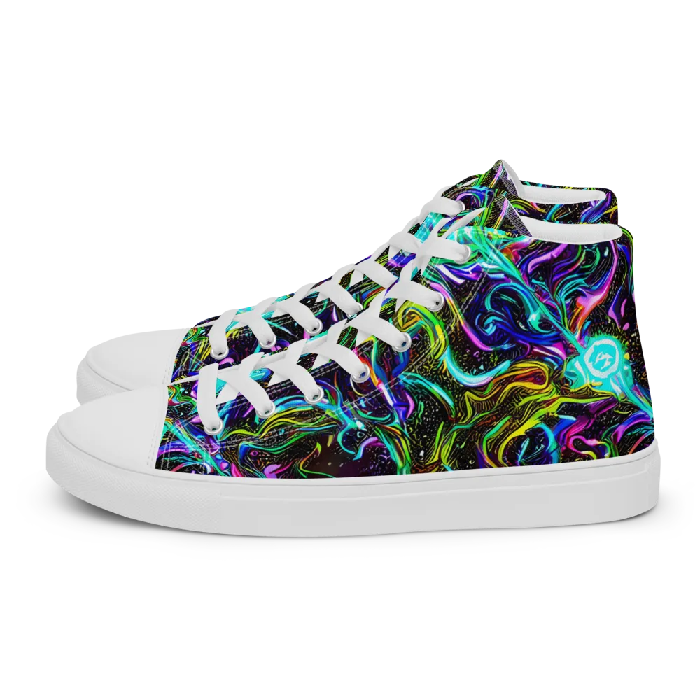 Aurora Static on Men's High Top Canvas Shoes — Left