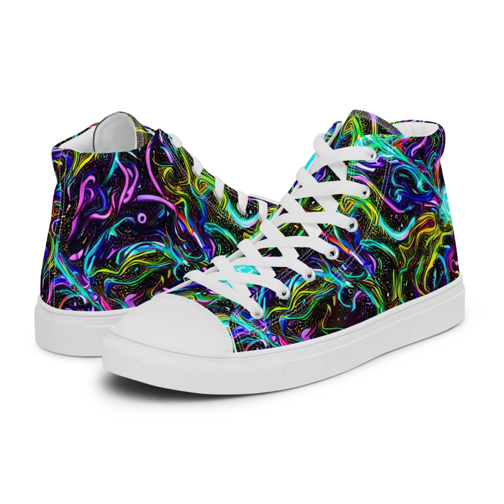 Aurora Static on Men's High Top Canvas Shoes — Left