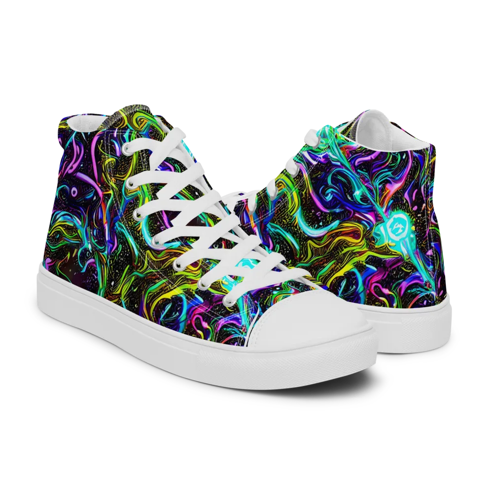 Aurora Static on Men's High Top Canvas Shoes — Right