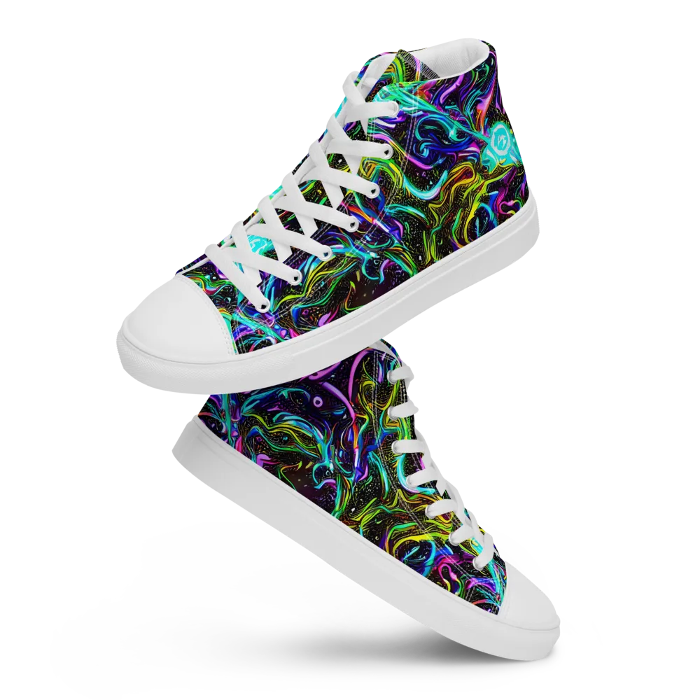 Aurora Static on Men's High Top Canvas Shoes — Front