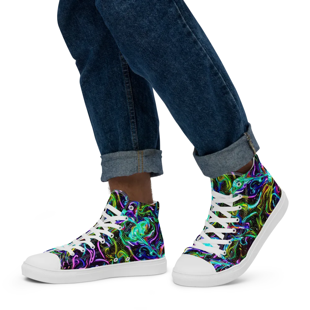 Aurora Static on Men's High Top Canvas Shoes — Left