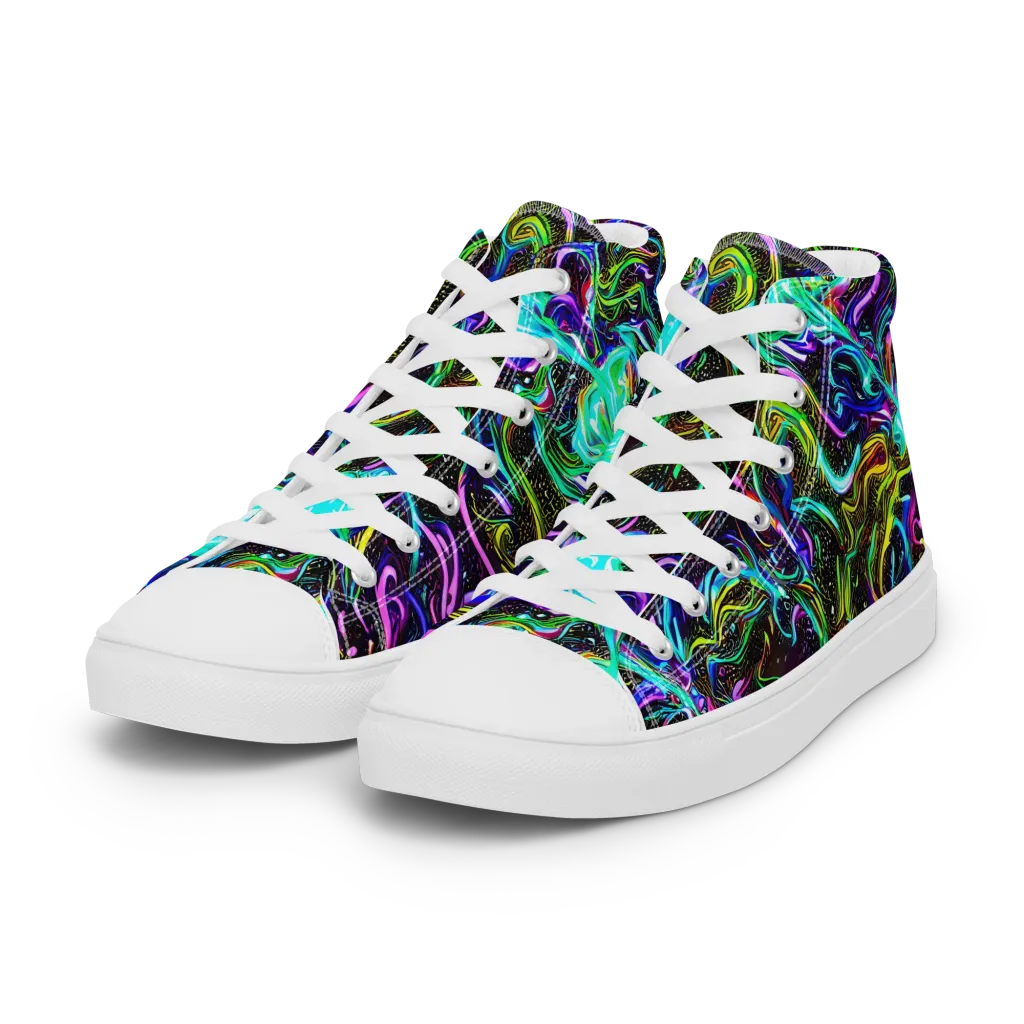 Aurora Static on Women's High Top Canvas Shoes — Left Front