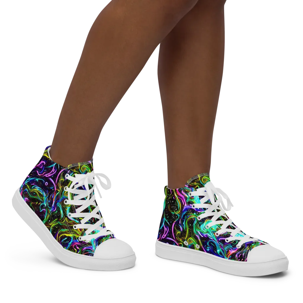 Aurora Static on Women's High Top Canvas Shoes — Right
