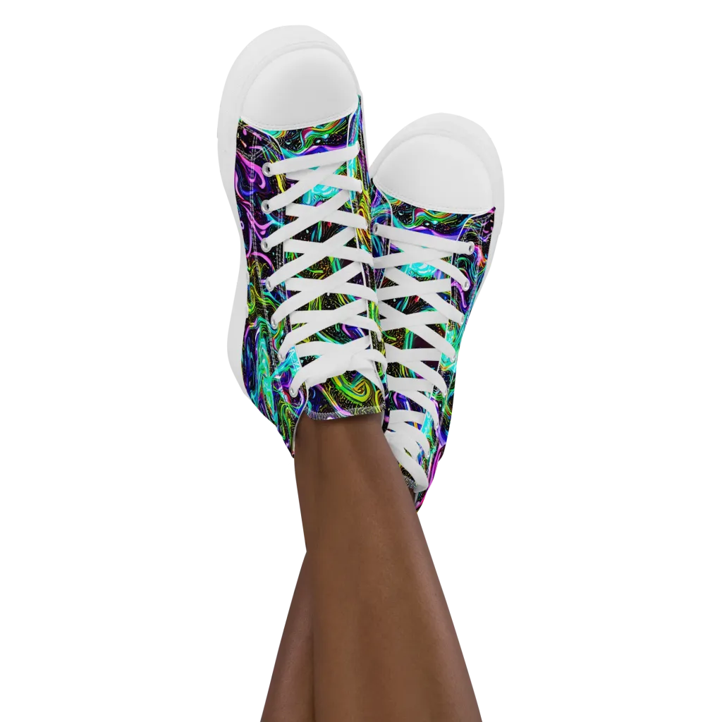 Aurora Static on Women's High Top Canvas Shoes — Front