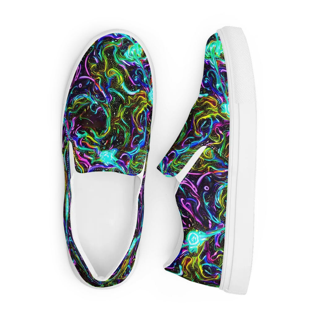 Aurora Static on Men's Slip-On Canvas Shoes — Front