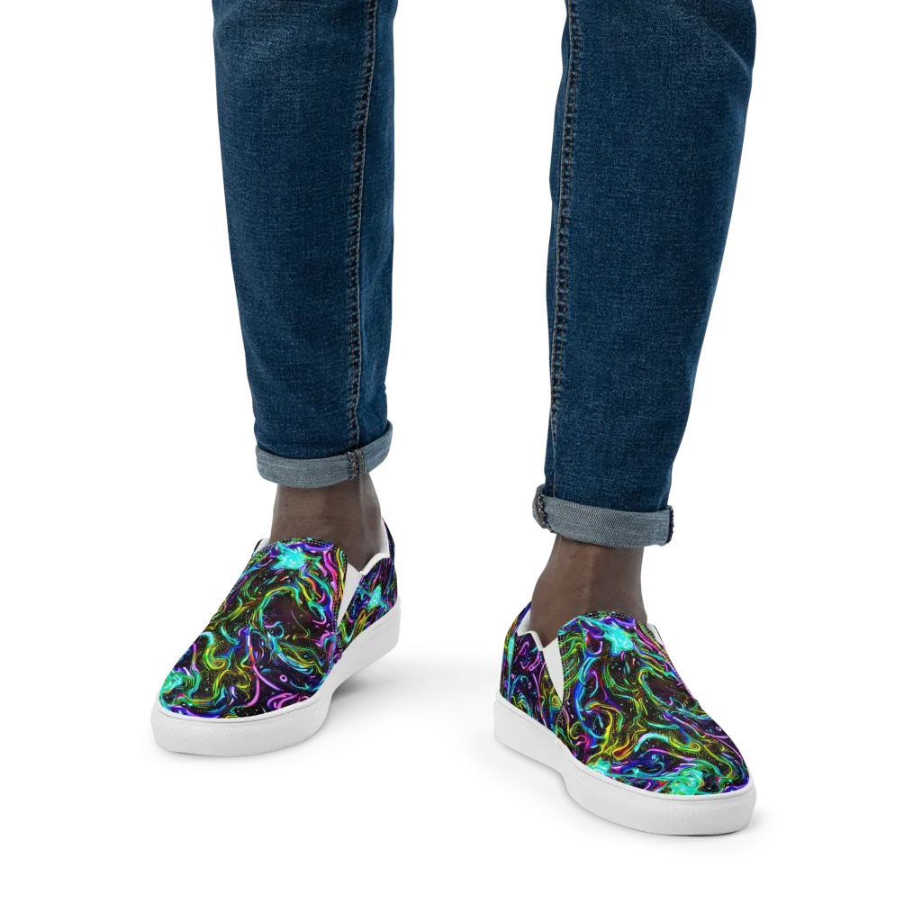 Aurora Static on Men's Slip-On Canvas Shoes — Front