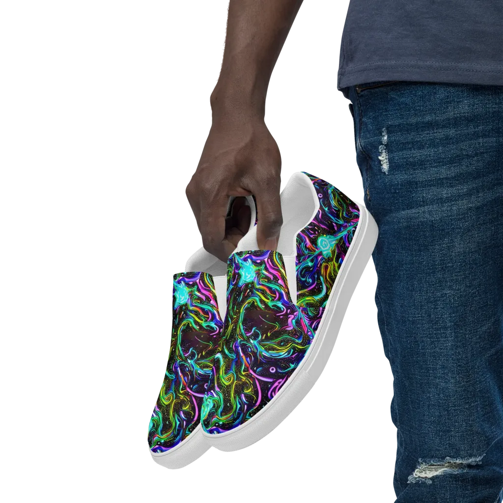 Aurora Static on Men's Slip-On Canvas Shoes — Left Front