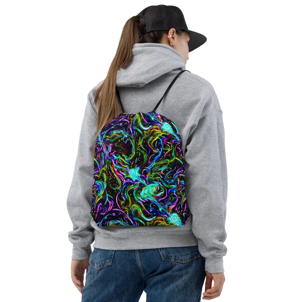 Aurora Static on Drawstring Bag — Front
