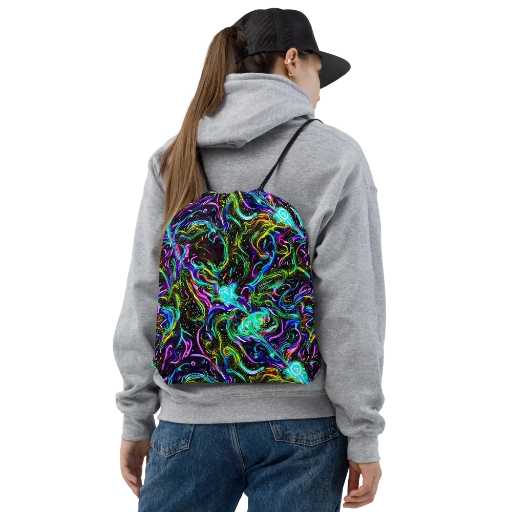 Aurora Static on Drawstring Bag — Front