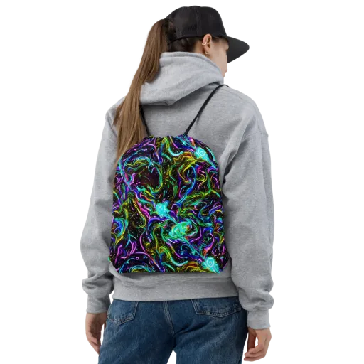 Aurora Static on a Drawstring Bag