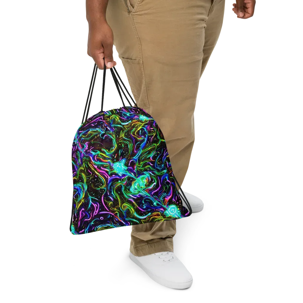 Aurora Static on Drawstring Bag — Front