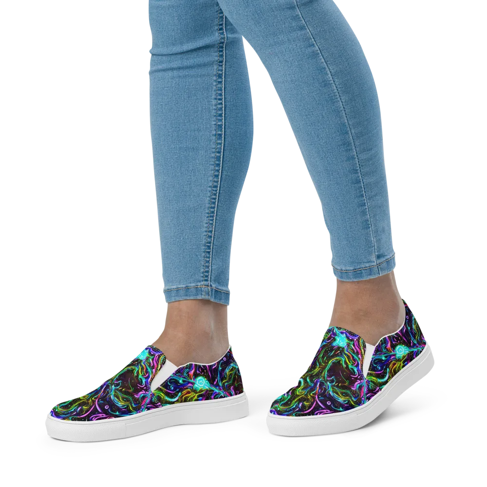Aurora Static on Women's Slip-On Canvas Shoes — Front