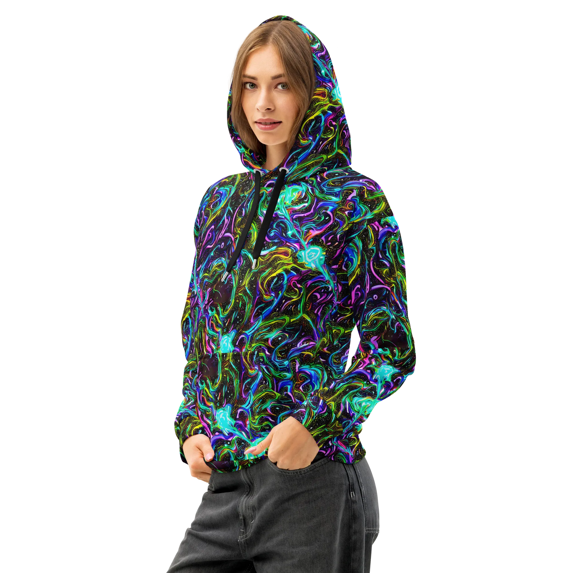 Aurora Static on Cotton Hoodie — Left Front