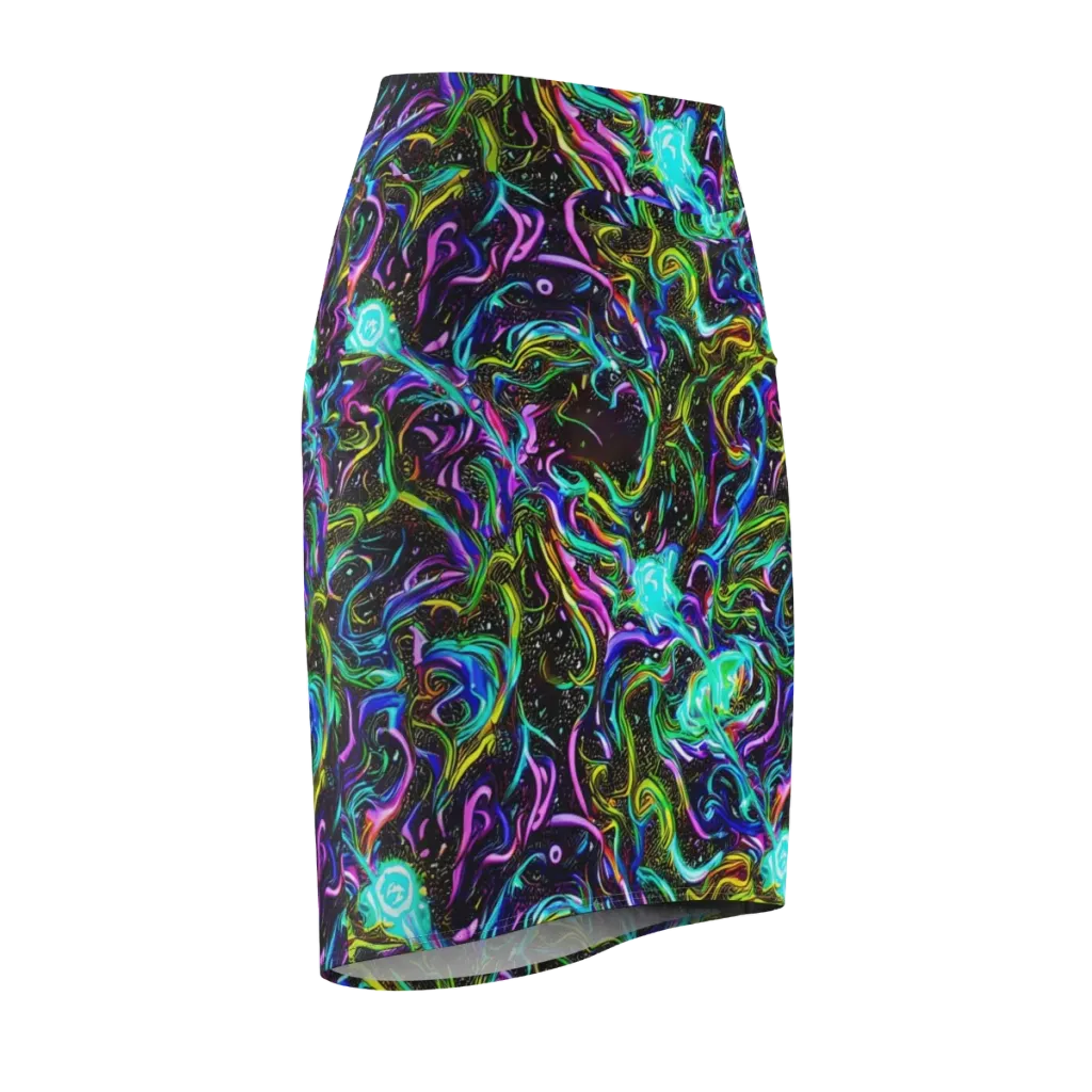 Aurora Static on Pencil Skirt — Front Side