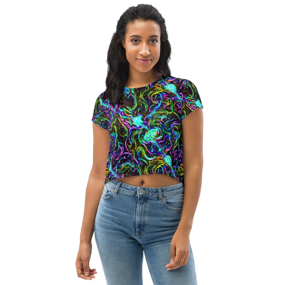 Aurora Static on Crop Tee — Front