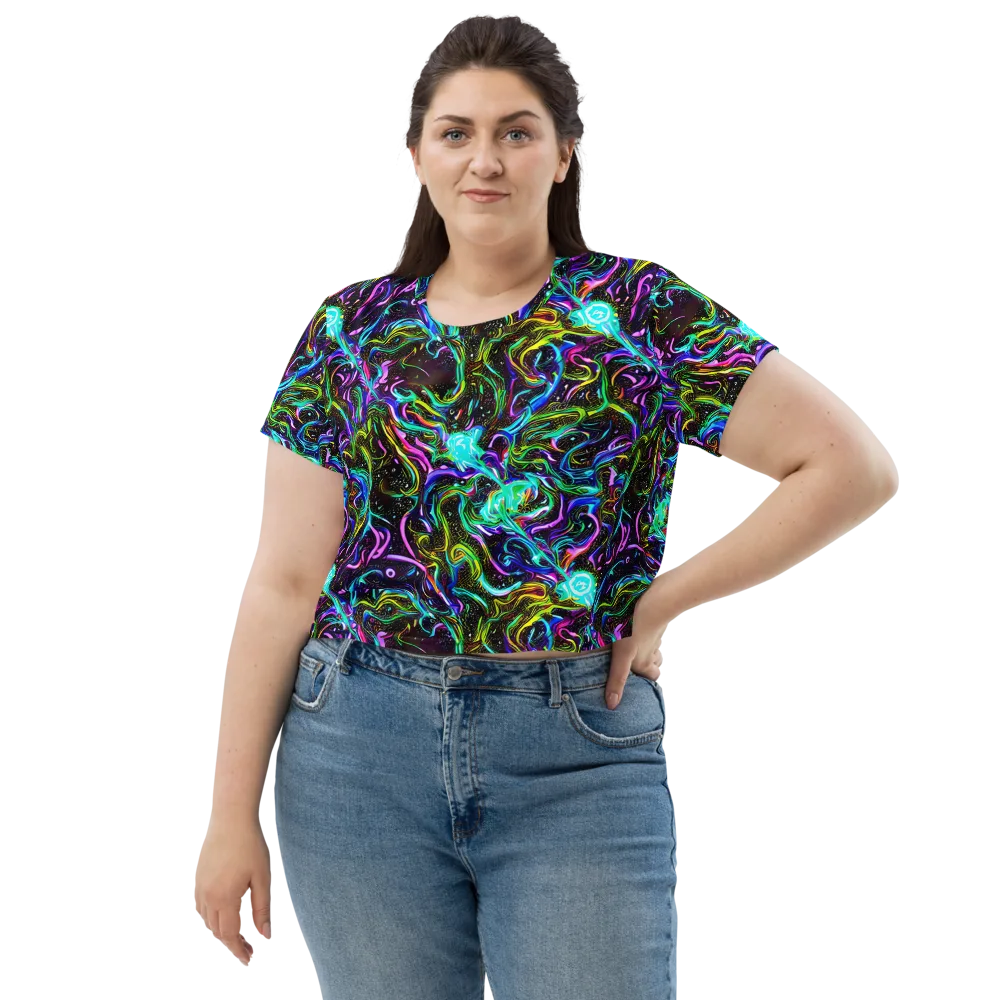 Aurora Static on Crop Tee — Front