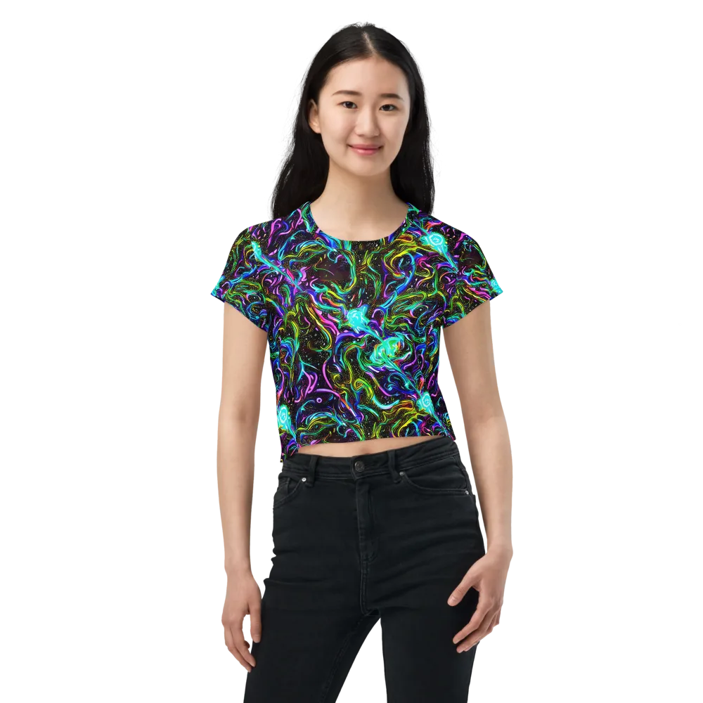Aurora Static on Crop Tee — Front