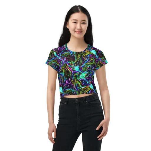 Aurora Static on a Crop Tee