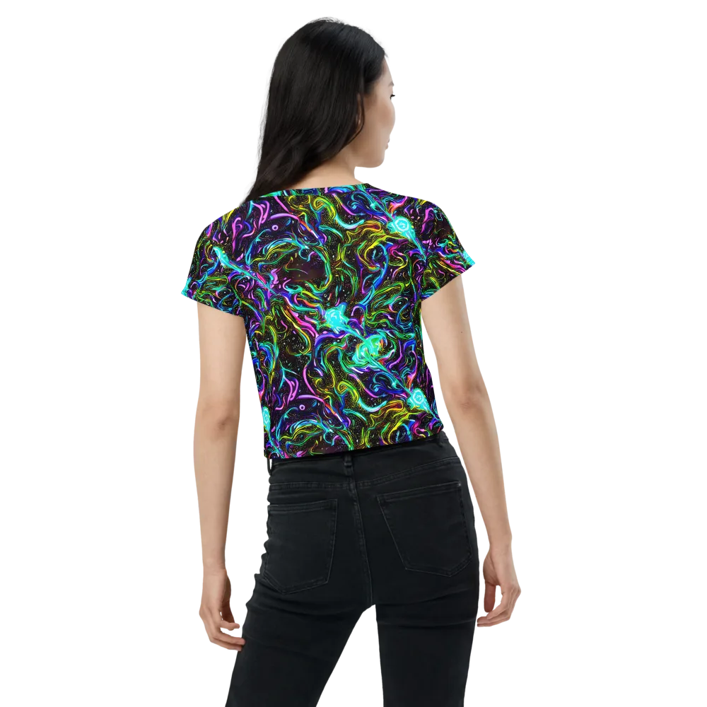 Aurora Static on Crop Tee — Back